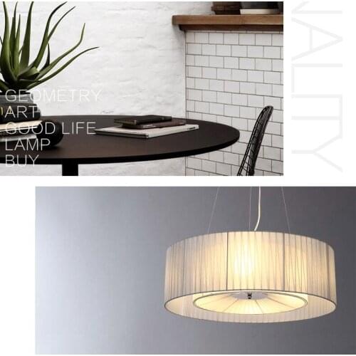 Nordic fabric circularlamp simple study living room new pendant lights personalized creative restaurant lamp pendant zcl