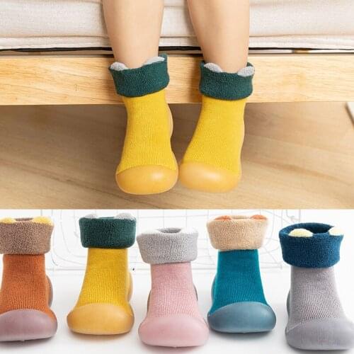 Unisex Toddler Socks Shoes Anti-slip Baby First Walker Shoes Boys Girls Kids Rubber Soft Sole Floor Shoe Knit Booties