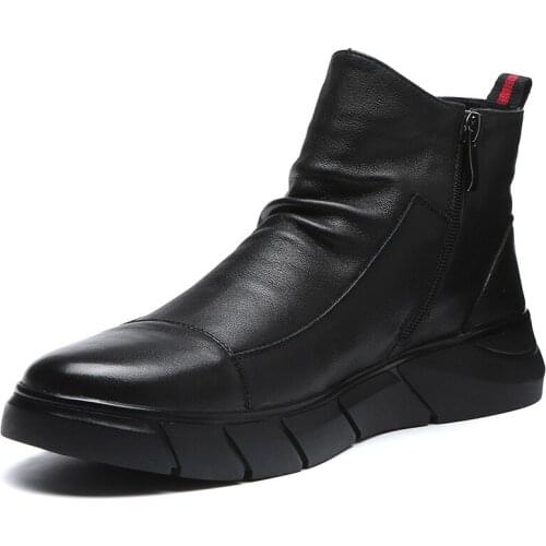 2021 Autumn Winter New British Style Leather Casual Shoes for Man Breathable Round Toe Slip-on Shallow Boat Shoes for Daily