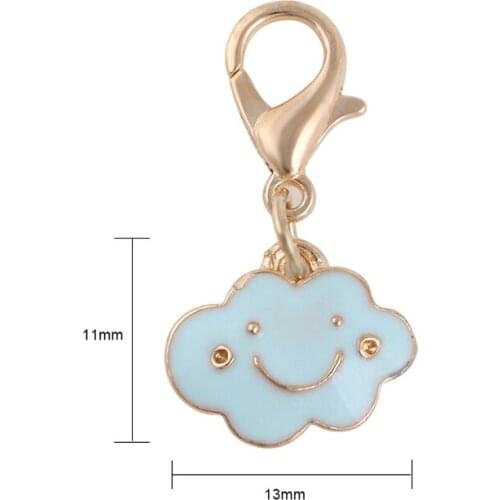 New Arrival Enamel Smile Cloud With Lobster Clasp Dangle Fit Memory Glass Lockets Necklace Pendant