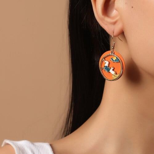 New Rabbit Moon Pattern Drop Earrings For Women Girl Animal Earring Fashion Cute Trendy Jewelry Birthday Gift