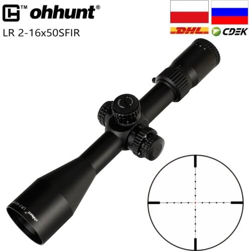 Ohhunt LR 2-16x50 SFIR Hunting Scope Mil Dot Glass Etched Reticle Red Illumination Turrets Lock Reset Side Parallax Riflescope