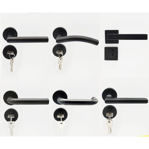 Simple Black Mute Interior Door Handle Bedroom Door Lock Mute Handle Lock Split Wooden Door Lock Wholesale