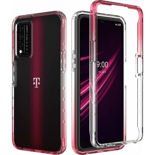 Shockproof Bumper Clear Phone Case for T-Mobile REVVL V+ 5G REVVLV Plus 2 in 1 Full Body Gradient Transparent Protective Cover