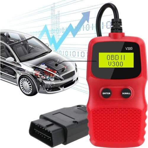 OBD2 Code Reader OBD 2 Scanner OBDII ELM 327 Plug and Play Car Diagnostic Tool Digital Display V300 Hand-held