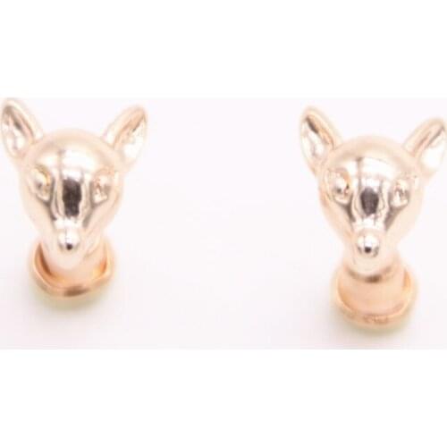 NEW Trendy Deer Head Stud Earrings Cartoon Animal Earrings Gold White Rose Color