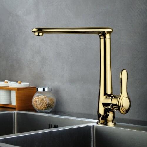 Kitchen Sink Faucets Brass Hot & Cold Sink Mixer Tap Single Handle Single Hole Deck Mounted Gold/Black/White/Chrome/Nickel Tap
