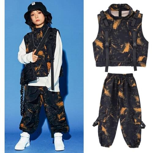 Hip Hop Dance Costumes For Boys Camouflage Vest Pants Jazz Dancing Show Outfit Overalls Ballroom Street Wear Rave Clothes BL5225