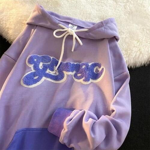 Harajuku Hip Hop Letter Embroidery Hoodies Sweatshirt Women Long Sleeve Tops Oversized Casual Teens Clothes 2021 Korean Fashion