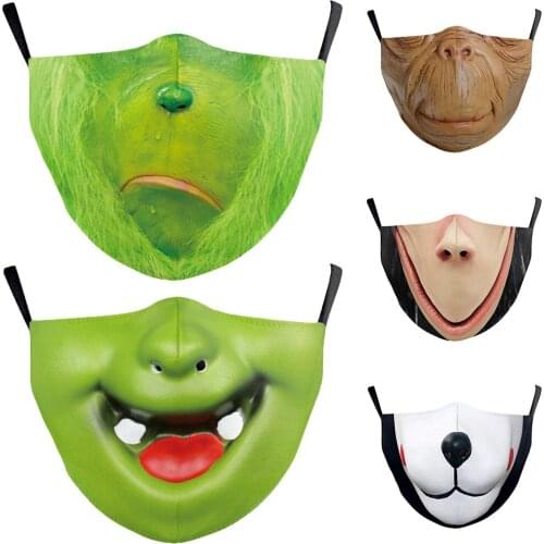 Creative Anime Monkey Mouth Halloween Cospaly Masks Green Fur Monster Women Unisex Face-Protection Breathable Adult Party Mask