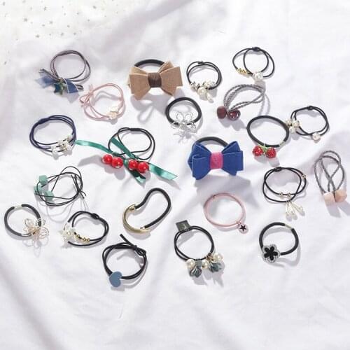 Womens Personality Pearl Head Rope Hair Ring Bandaged Rubber Band Hair Rope Durable Hair Band Elastic WomanS Head Rope