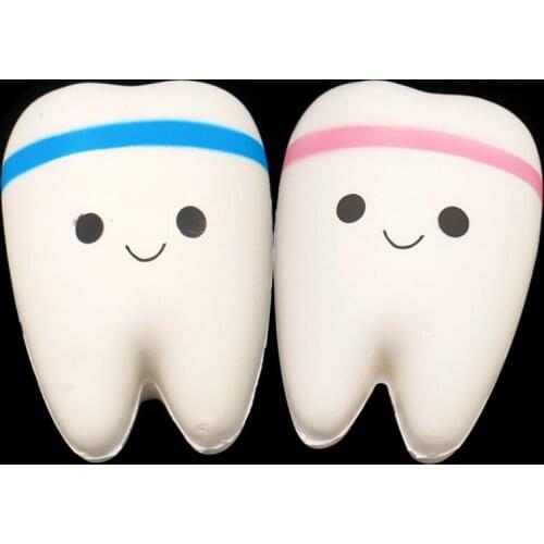 1pc Dental Teeth Shape Squeeze Toy Soft PU Foam Tooth Doll Cute Cartoon Hand Spinner Stretchy Relax Squishy Toy Dentist Gift