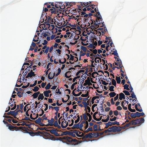 2021 African Sequins Velvet Lace Fabric Embroidered Nigerian Lace Fabrics French Tulle Lace Fabric For Wedding Party 4329B