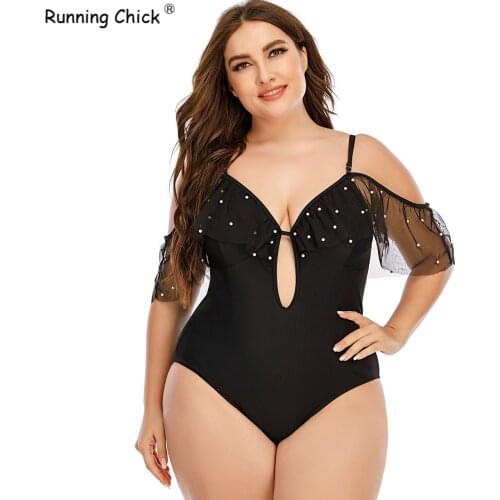 2021 New Black Tulle Large One Piece Swimsuit for Women Bikini, Black Sexy Bathing Suit Women One Piece Plus Size