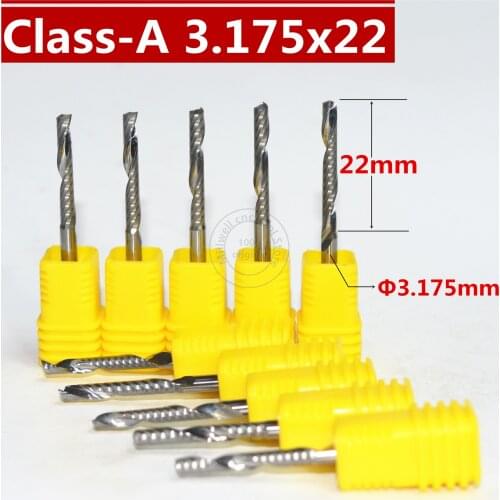 3.175mm*22mm,Freeshipping CNC Solid carbide woodworking bit,Tungsten Class-A1 Flute end milling cutter,MDF,PVC,Acrylic