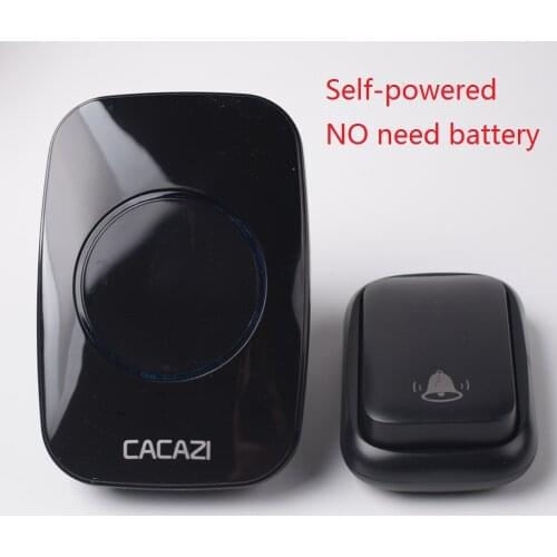 Self-powered Wireless Doorbell Waterproof door rings with No Battery EU Plug Door Bells 60 Chimes Home Calling Bell Black