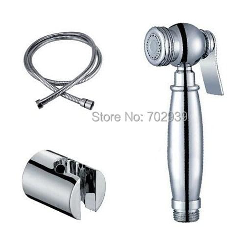 Free shipping chrome clour brass hand held bidet shattaf kit sprayer douche set hand shower head