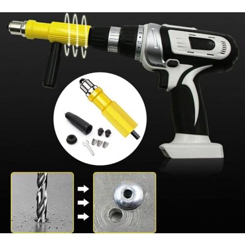 Electric Riveter Gun Riveting Nut Gun Drill Bit Adapter Cordless Riveting Drill Bit Adapter Riveting Tool Insert Nut Rivet Tool