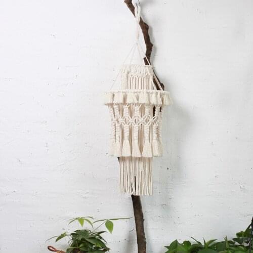 Macrame Tapestry Hanging Lamp Decoration Hand-knitted Lampshade Living Room Boho Decor Wedding Decorative Tassel Lampshade