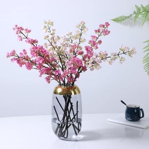 Htmeing Artificial Cherry Blossom Branches Fake Peach Flower Wedding Home Party Office Decor Floral Art