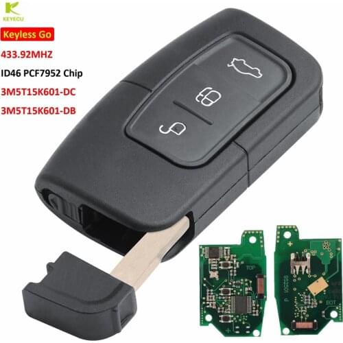 KEYECU OEM Smart Keyless Go Remote Key for Ford C-Max Focus MK2 Kuga Mondeo Galaxy HU101 Blade Fob Keyless Go 3M5T15K601-DC/DB