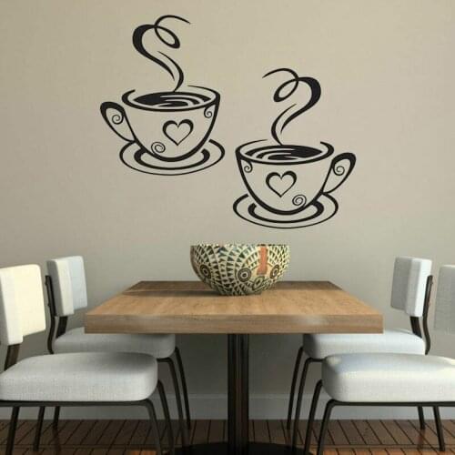 Coffee Cups Cafe Tea Wall Sticker Art Vinyl Decal Living Kitchen Restaurant Pub Wall Stickers Fasheon Pattern Removable z006
