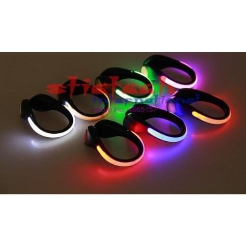 By dhl 100pair Outdoor Luminous Night Running Shoe Clips Cycling Bicycle Bike LED Sport Warning Lamp Safety Light(can mix color)