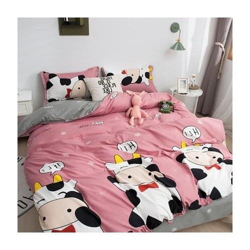 Yello Flower Four-Piece Carton 1.5Meters Bed Sheet Quilt Cover Cute Three-Piece Girl Heart Spring And Summer Bedding