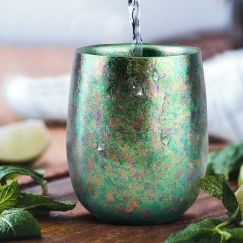 Pure titanium cup mug double-layer anti-scalding water cup coffee cup lovers simple cup juice beer mug