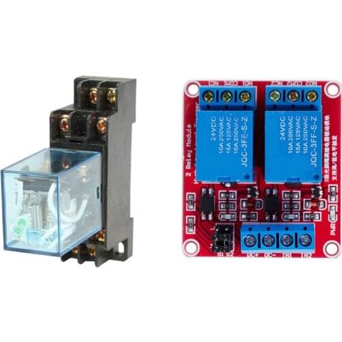 LBER 1 Pcs HH52P DC 24V Coil DPDT 8 Pins Electromagnetic Power Relay & 1 Pcs DC 24V 2 Channel Relay Module