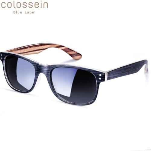 COLOSSEIN Sunglasses Men Polarized Classic Fashion Retro Square Sun Glasses For Women Frame Imitation Wood Lentes De Sol Hombre