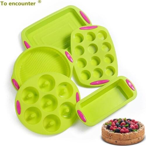 Baking Set Silicone Round Cake Molds Tiramisu Toast Pans 12 Cup Muffin Cupcake Mold Donuts Pans Baking and Pastry 5 in Package