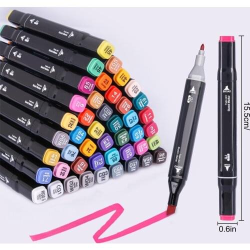 48 Colors/Set Art Markers Set Brush with Dual Tips Alcohol Based Brush Markers or Sketching, Calligraphy, Drawing Etc