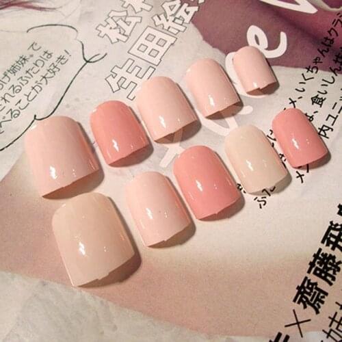 24Pcs/Set Fake Nails Press on Girls Finger Beauty False Nail Art Tips Bright Shining Solid color Full Cover French Nail Art Tips