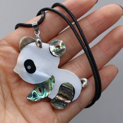 Natural Shell Necklace With Panda-Shaped Pendant Leather Cord 2MM Charms For Elegant Women Love Romantic Gift