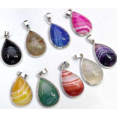 Natural stone Quartz crystal Turquoises tiger eye aventurine streep Agaat Water Drop Pendant for diy lJewelry making necklace