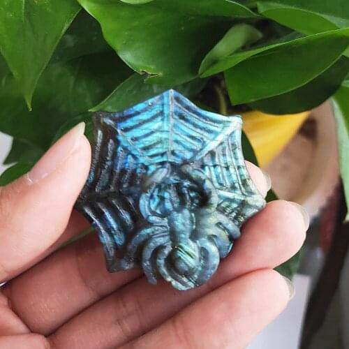 New Products Natural Labradorite spider Moonstone Quartz Araneid Healing Crystals Gifts Reiki Ornament For Jewelry DIY Making