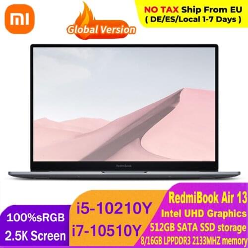 Xiaomi RedmiBook Air 13.3 inch Laptop Intel Core i7-10510Y/i5-10210Y 8G/16G RAM 512GB SSD Notebook 2.5K Screen 100%sRGB Computer