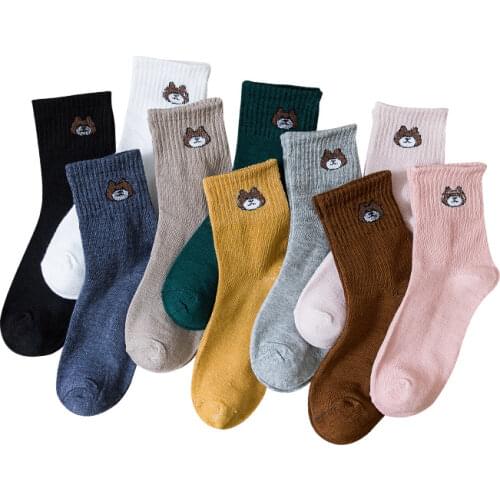 New Bear Polyester Cotton Socks Embroidery Stockings European and American Style Street Ins Tide Brand Sports Socks