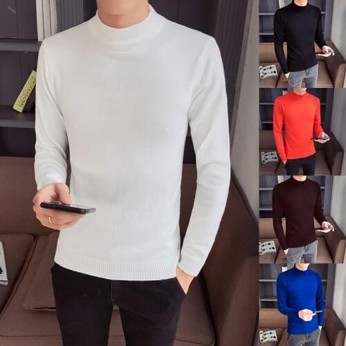 YASUGUOJI New 2021 Autumn Fashion Turtle Neck Mens Sweater Men Slim Fit Sweater Basal Wear Knitted Pullover Mens Sweaters