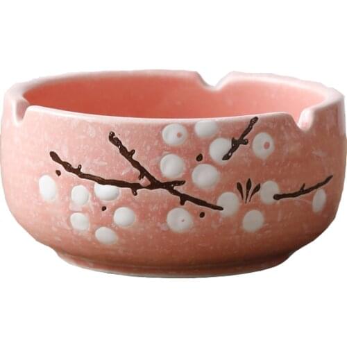 Japanese Style and Japanese Style Ceramic Ashtray Simple Ins Style Plum Blossom Ancient Style Chinese Style Creative Living Room