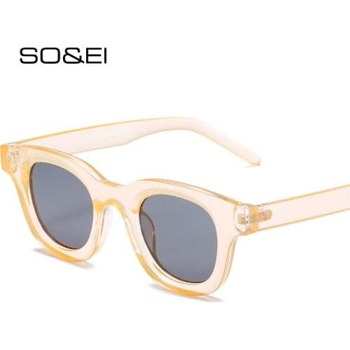 SO&EI Ins Popular Fashion Small Oval Sunglasses Women Fashion Champagne Eyewear Shades UV400 Trending Men Round Sun Glasses