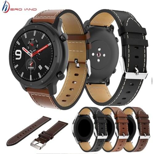 UIENIE Leather Watchband Strap for Xiaomi Huami Amazfit GTR 47mm Pace/Stratos 2/1 22MM Men Women Replace Band Watch Accessories