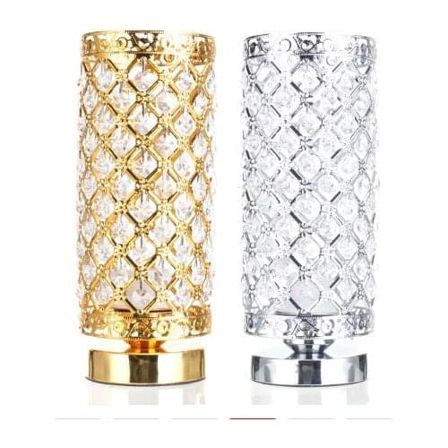 European Style Luxury Led Crystal Desk Lamps Home Bedroom Living Room Iron Electroplated Crystal Table Lamp