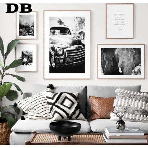 Elephant Car Bridge Quotes Vintage Poster Wall Art Canvas Painting Nordic Posters And Prints Wall Pictures For Living Room Decor
