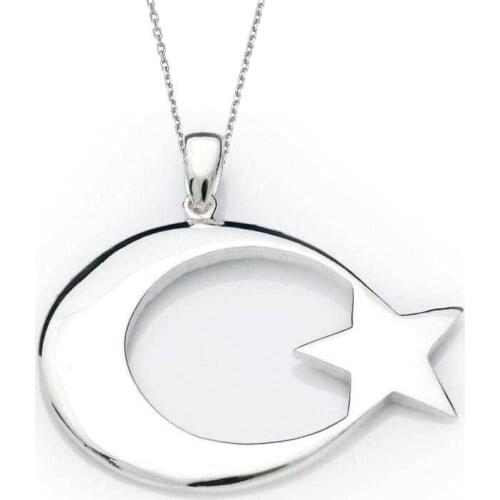 Tevuli 925 Sterling Silver Moon Star Flag Necklace