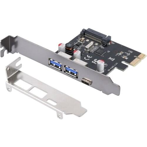 USB 3.1 Type C PCIe Expansion Card PCI-e to 1 Type C and 2 Type A 3.0 USB Adapter PCI Express Controller Hub For Desktop PC