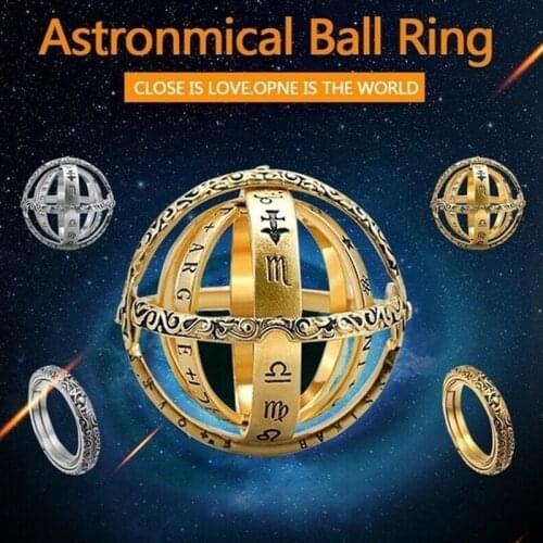 Vintage Astronomical Ball Rings For Women Men Creative Complex Rotating Cosmic Finger Ring Jewelry