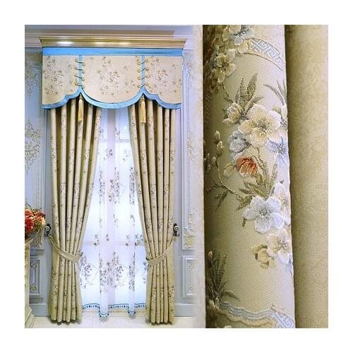 New embossed jacquard curtain pastoral new Chinese living room bedroom shade embroidery window screen curtain
