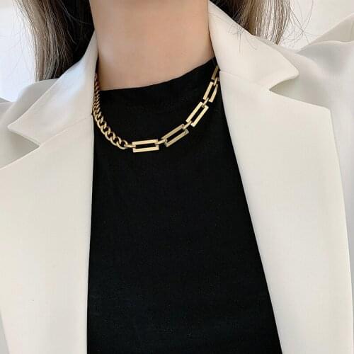 316L stainless steel Punk Womens Neck Chain Gold Color Kpop On the Neck Pendant And Necklace Choker Jewelry 2021 Collar